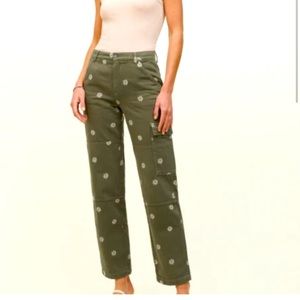 Bailey High Rise Utility Pant reformation authentic Daria embroidery Green